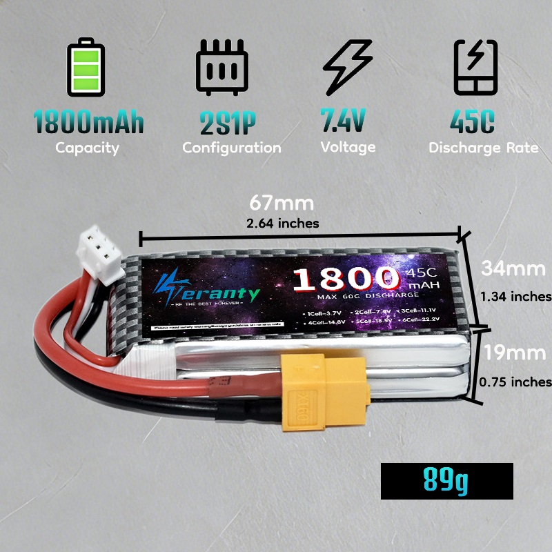 TERANTY 2S 3S 4S 1800mAh Lipo  - Lipo Battery 4S ulasan dan harga