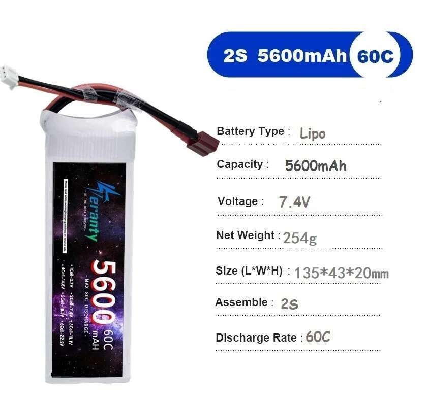 TERANTY 5600MAH 60C 2S 3S 4S 6 - Lipo Battery 4S ulasan dan harga